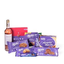 Poczta i kwiatowa Warszawa Zestaw Milka z różowym winem