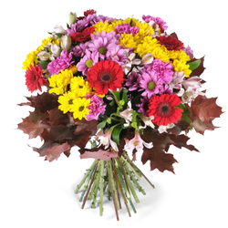 Poczta i kwiatowa Warszawa Bukiet z jesiennymi liśćmi