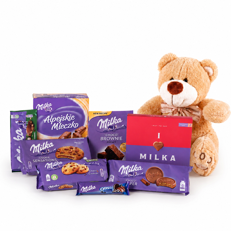 Poczta i kwiatowa Warszawa Zestaw Milka z misiem Poczta i kwiatowa Warszawa Zestaw Milka z misiem